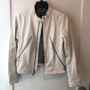 Gap White leather moto jacket